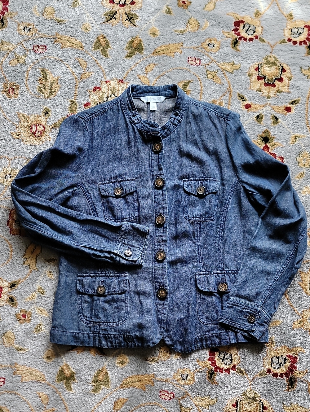 Relativity Indigo Button-Front Denim Jacket Size Large